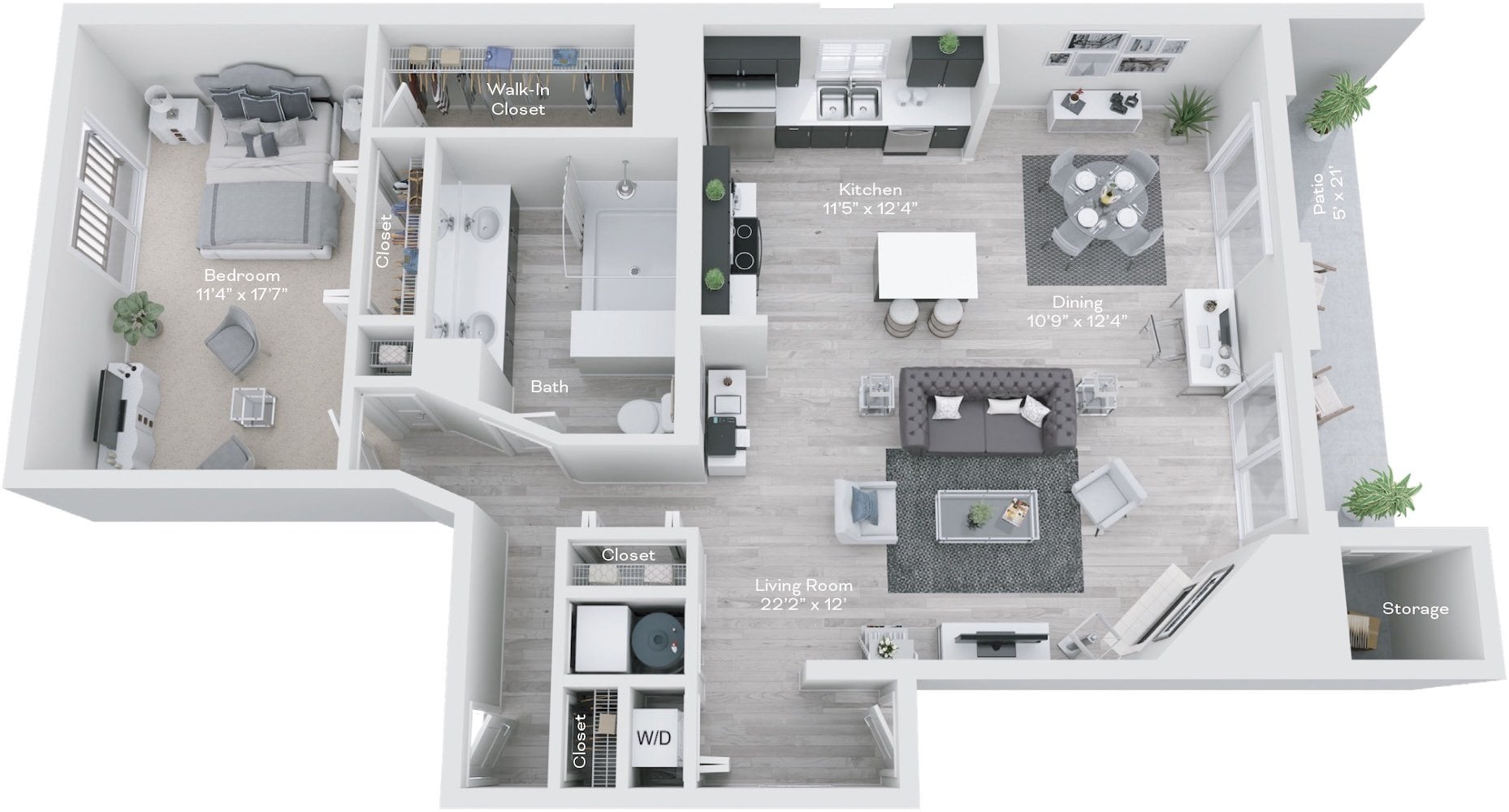 A1 - 1 Bed, 1 Bath floor plan