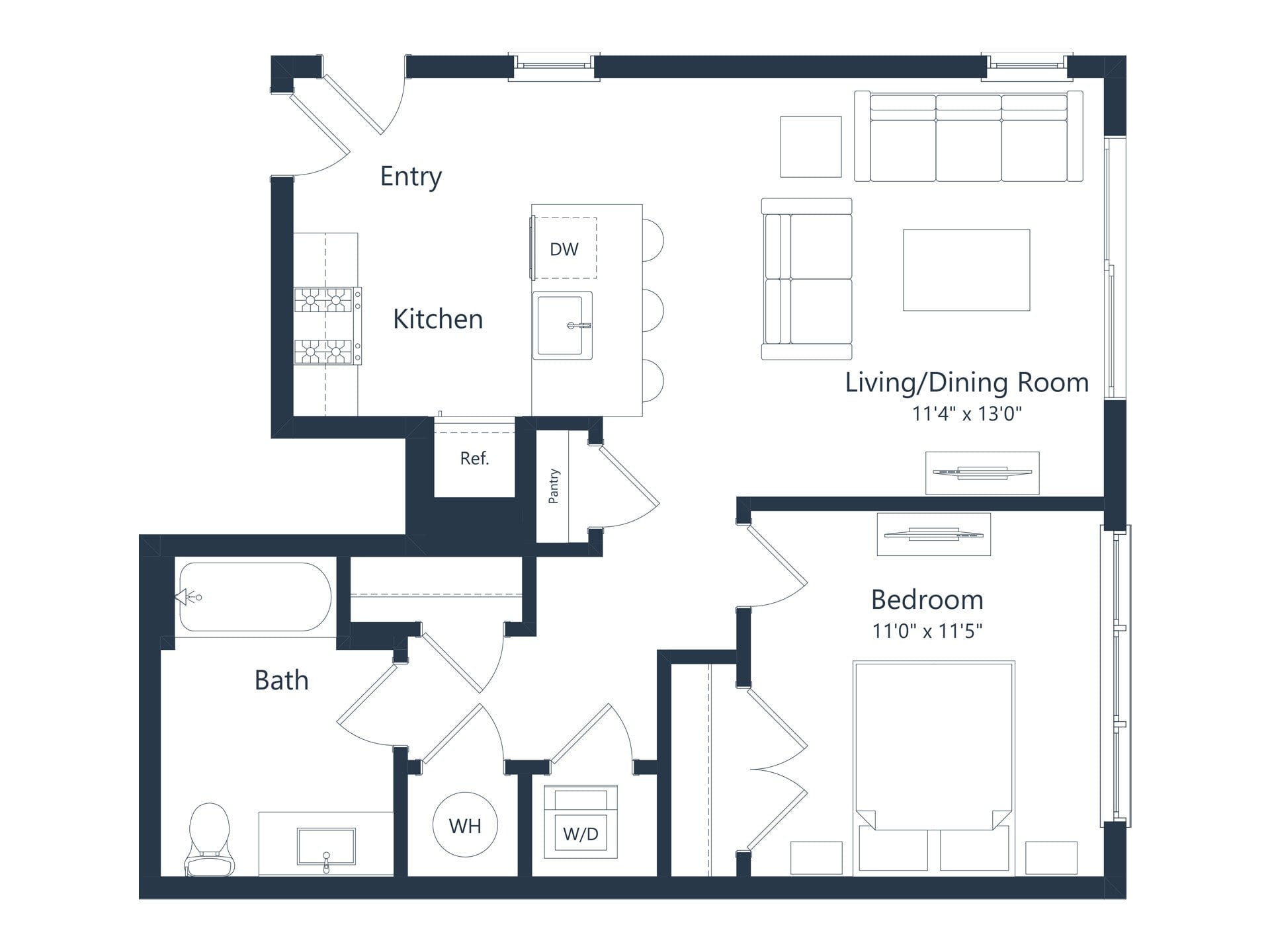 A2M1 | 1 Bed | 1 Bath floor plan
