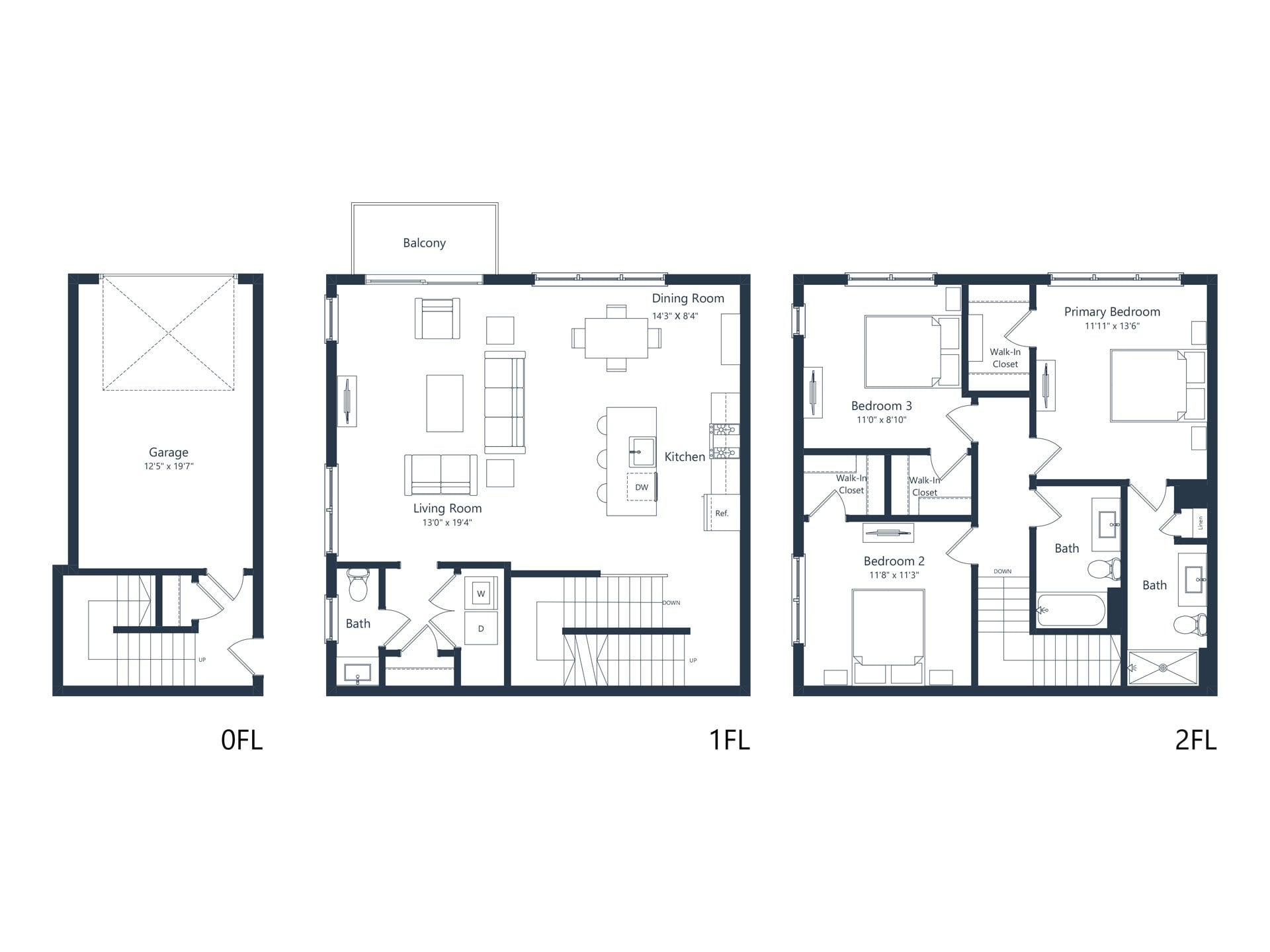 E2- TH | 3 Bed | 2.5 Bath floor plan
