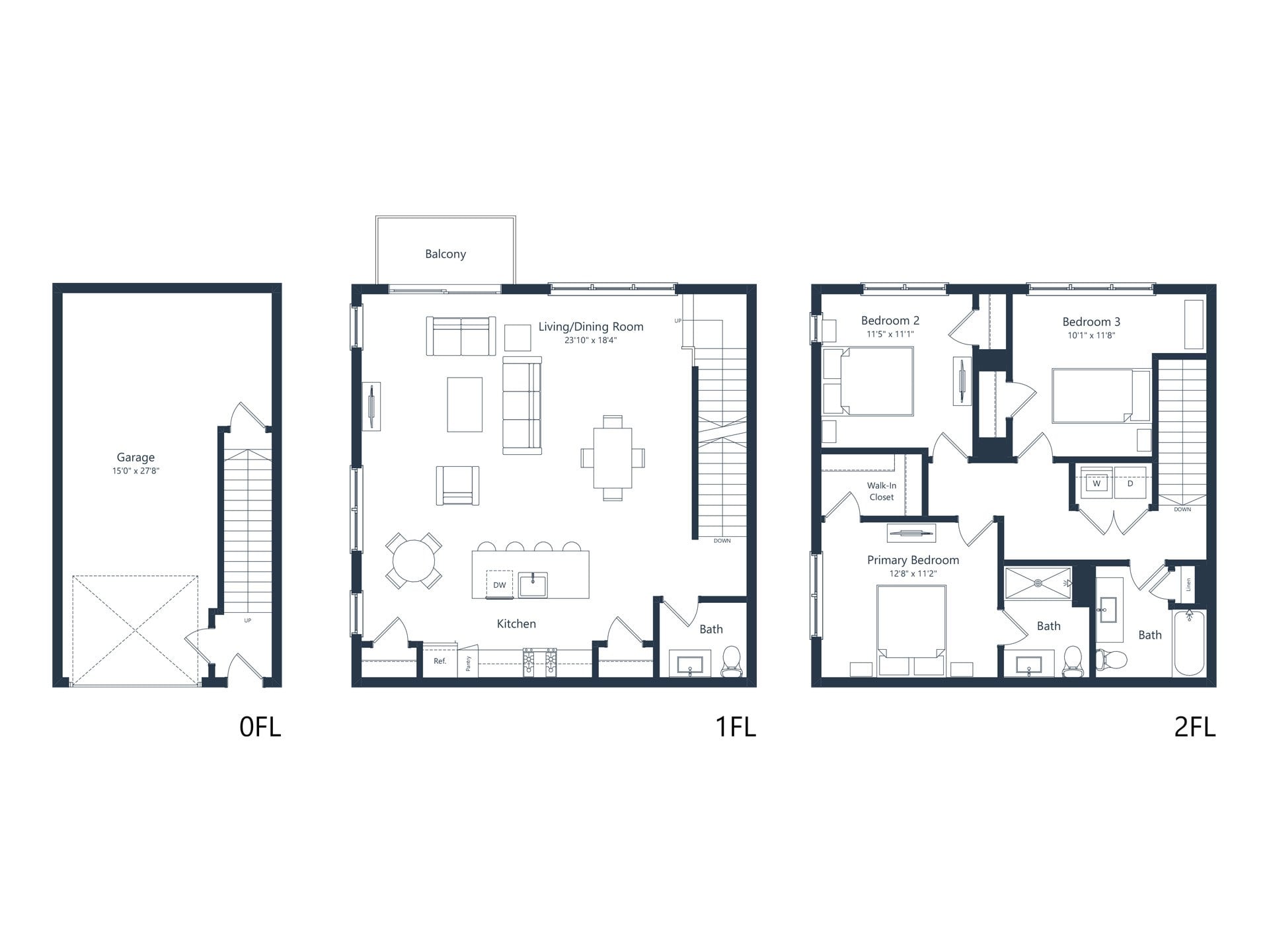 E1- TH | 3 Bed | 2.5 Bath floor plan