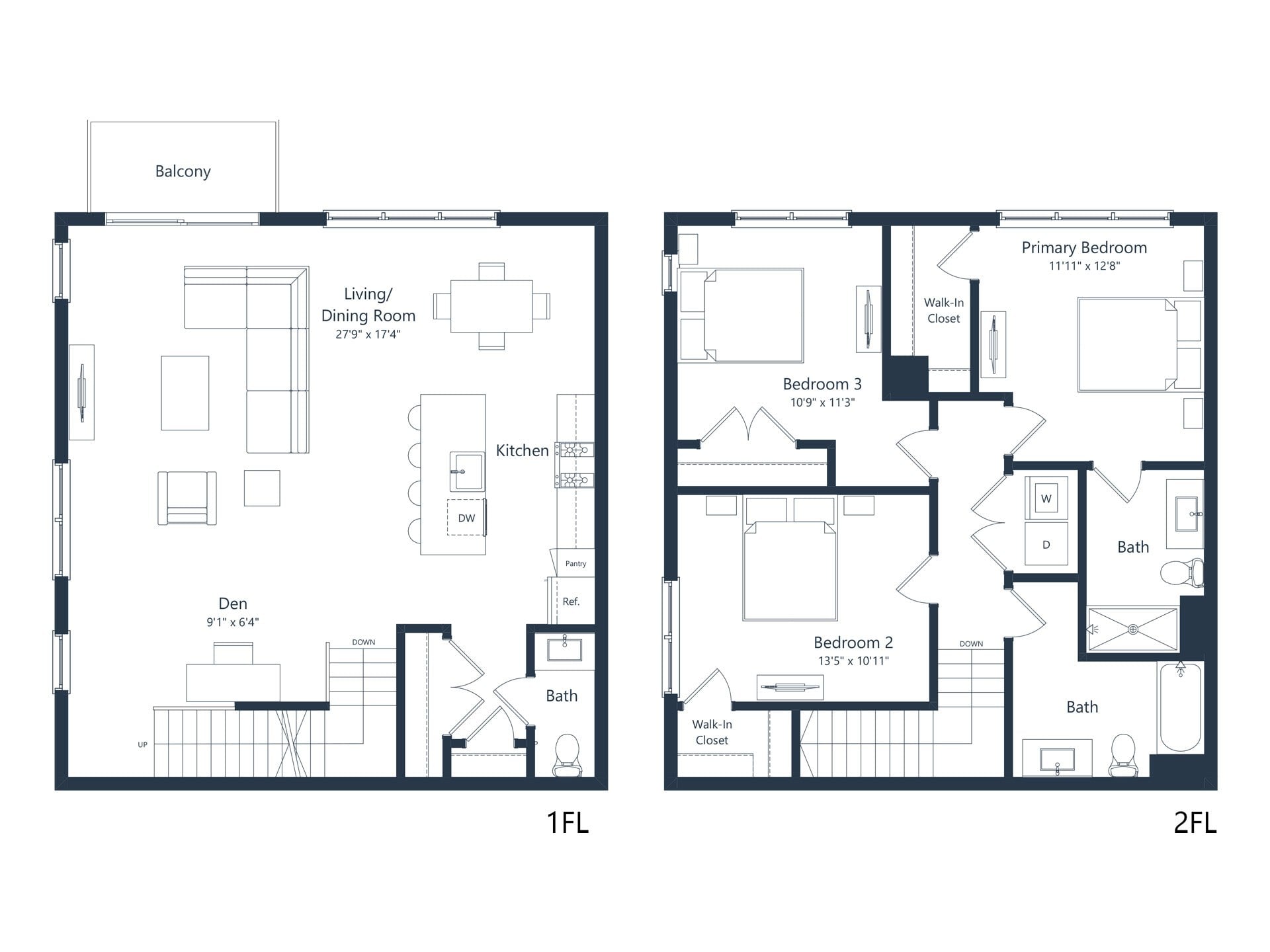 E3- TH | 3 Bed | 2.5 Bath floor plan