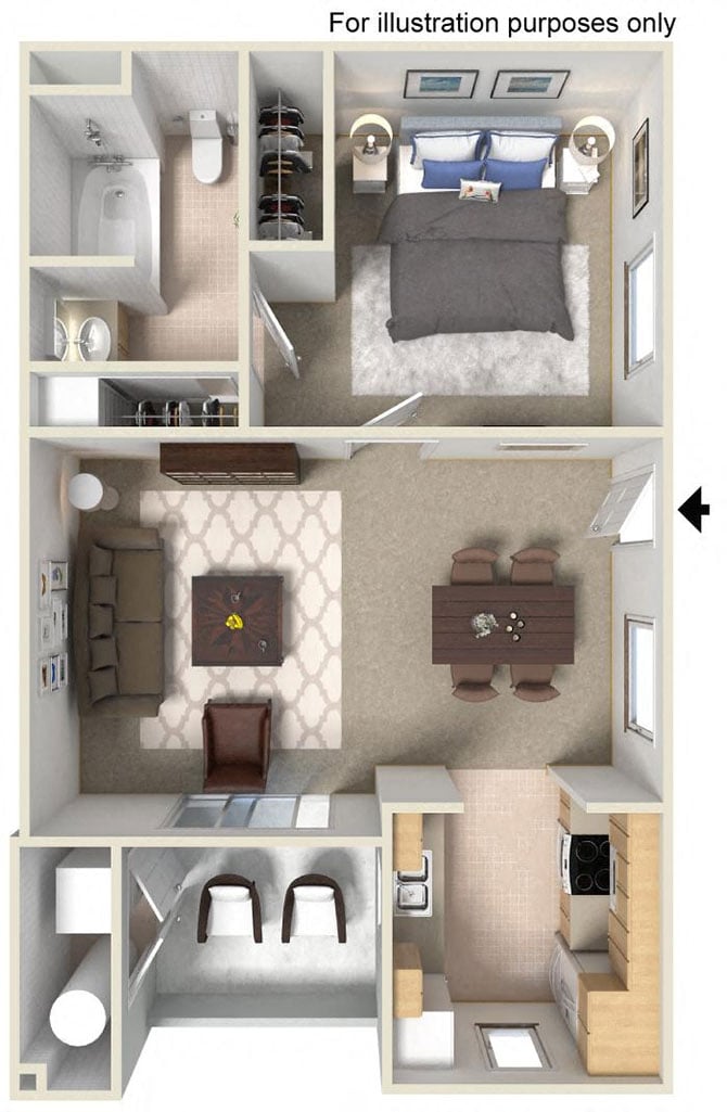 1 x 1 floor plan