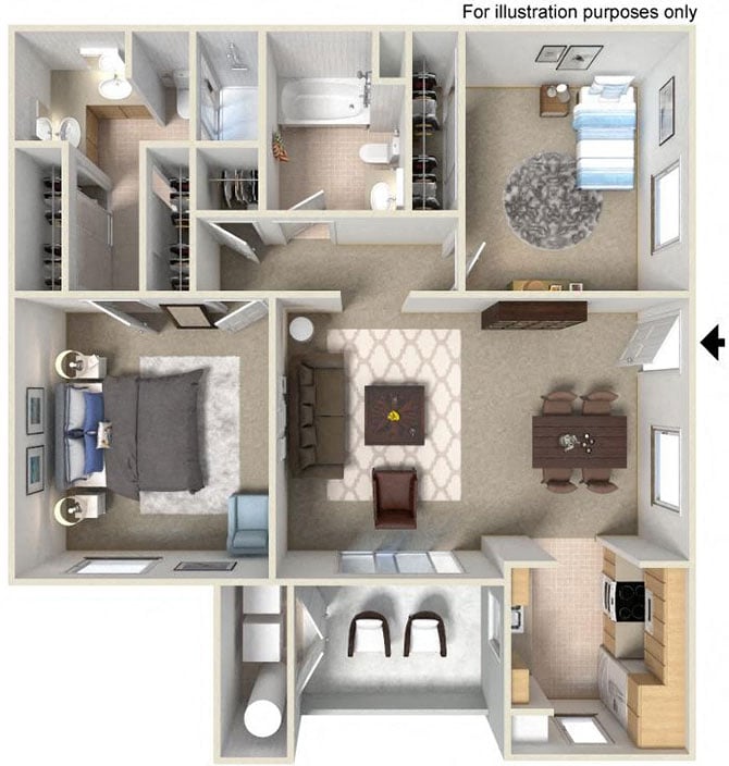 2 x 2 B floor plan