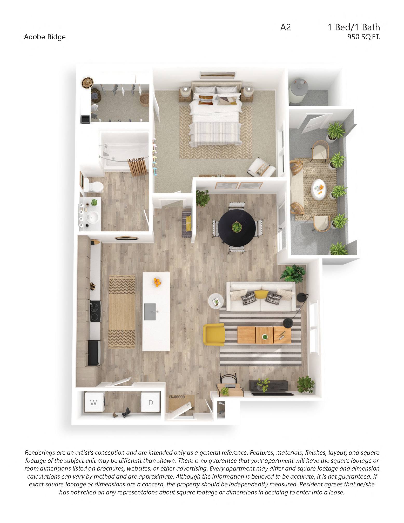 A2 1x1 floor plan