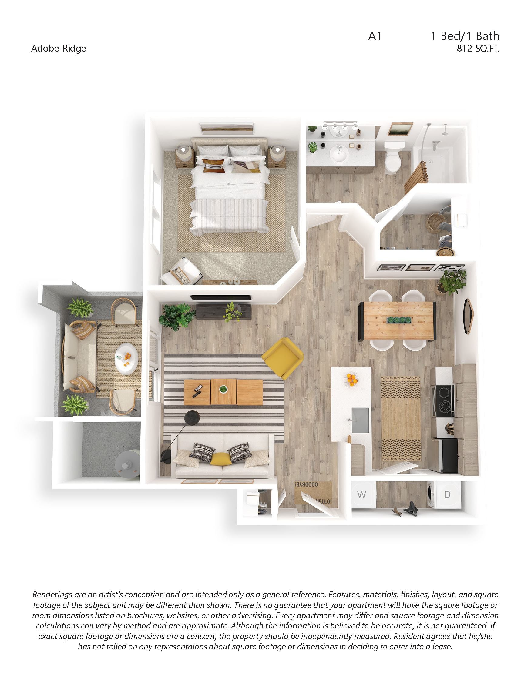 A1 1x1 floor plan