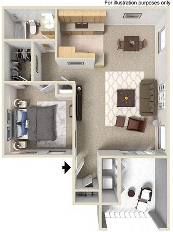 B 1x1 floor plan