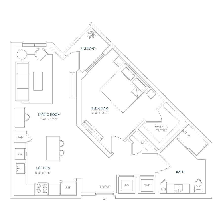 #VLA0223 - 1 bedroom floorplan layout with 1 bathroom and 792 square feet