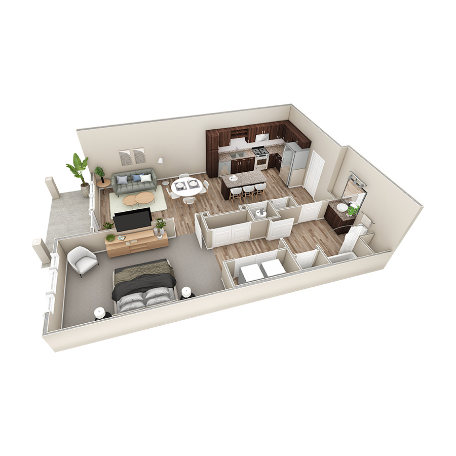 1 BR Premier Courtyard floor plan
