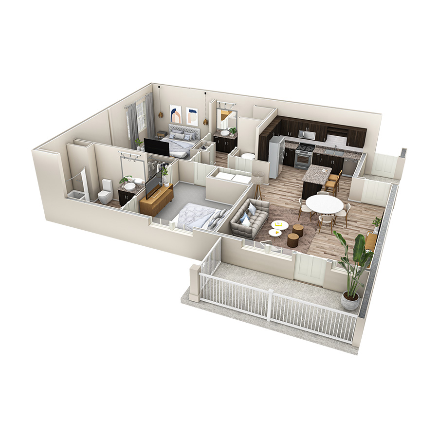 2 BR Vue Overlook Stair floor plan