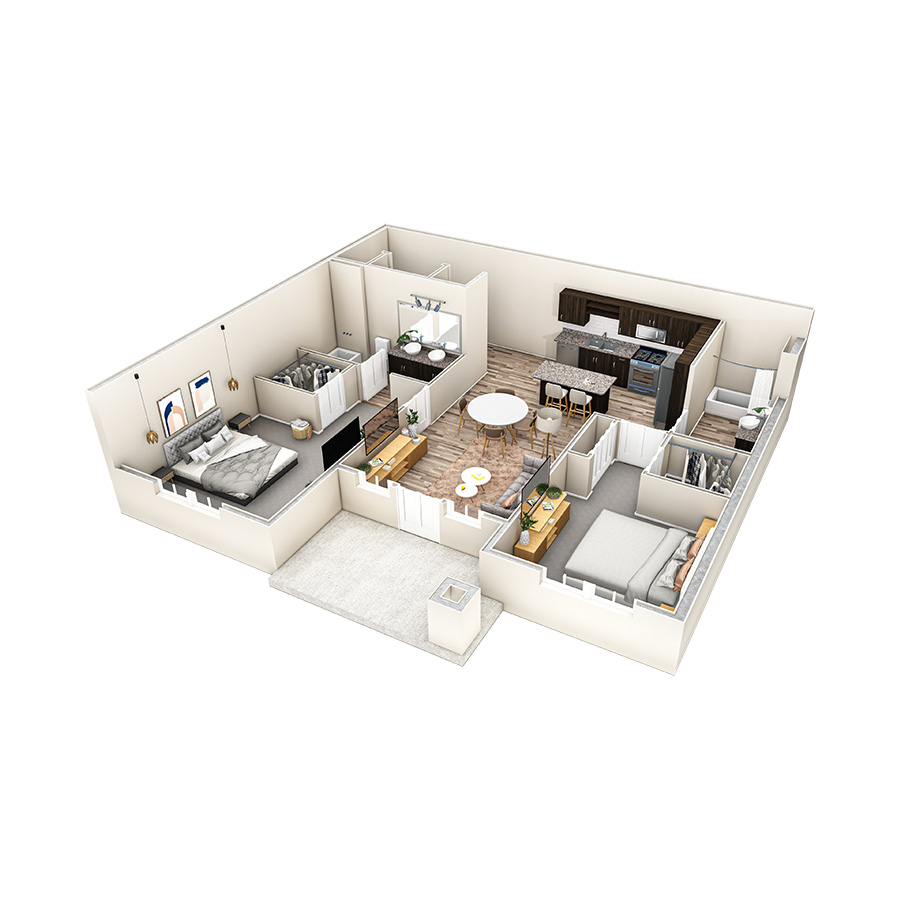 2 BR Haven Courtyard w/ Garage floor plan