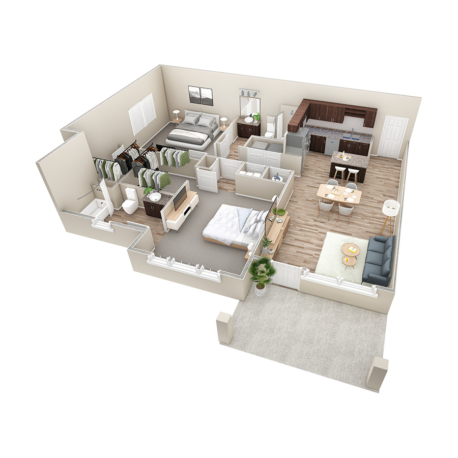2 BR Premier Courtyard floor plan