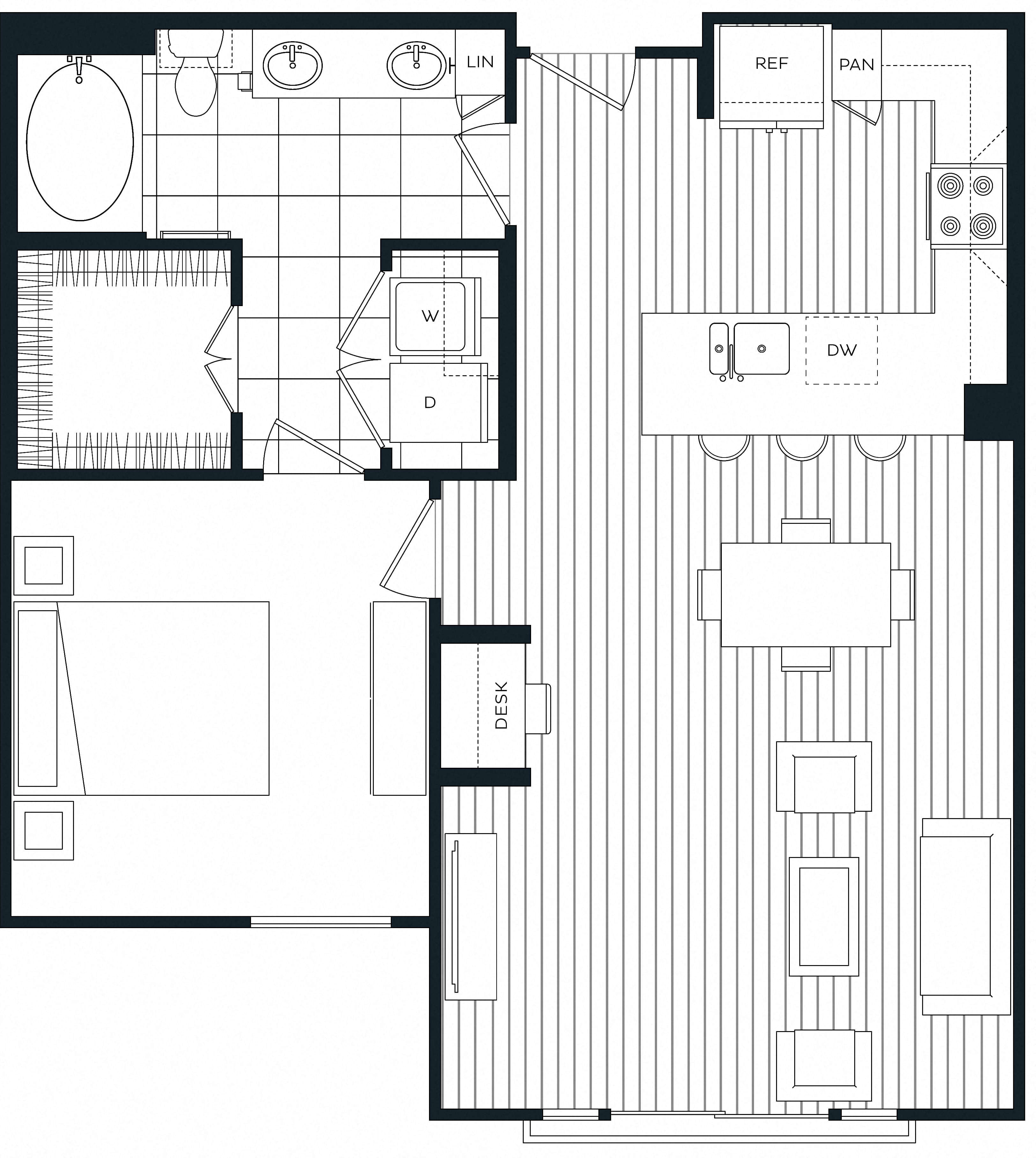 1 Bed/1 Bath-F floor plan