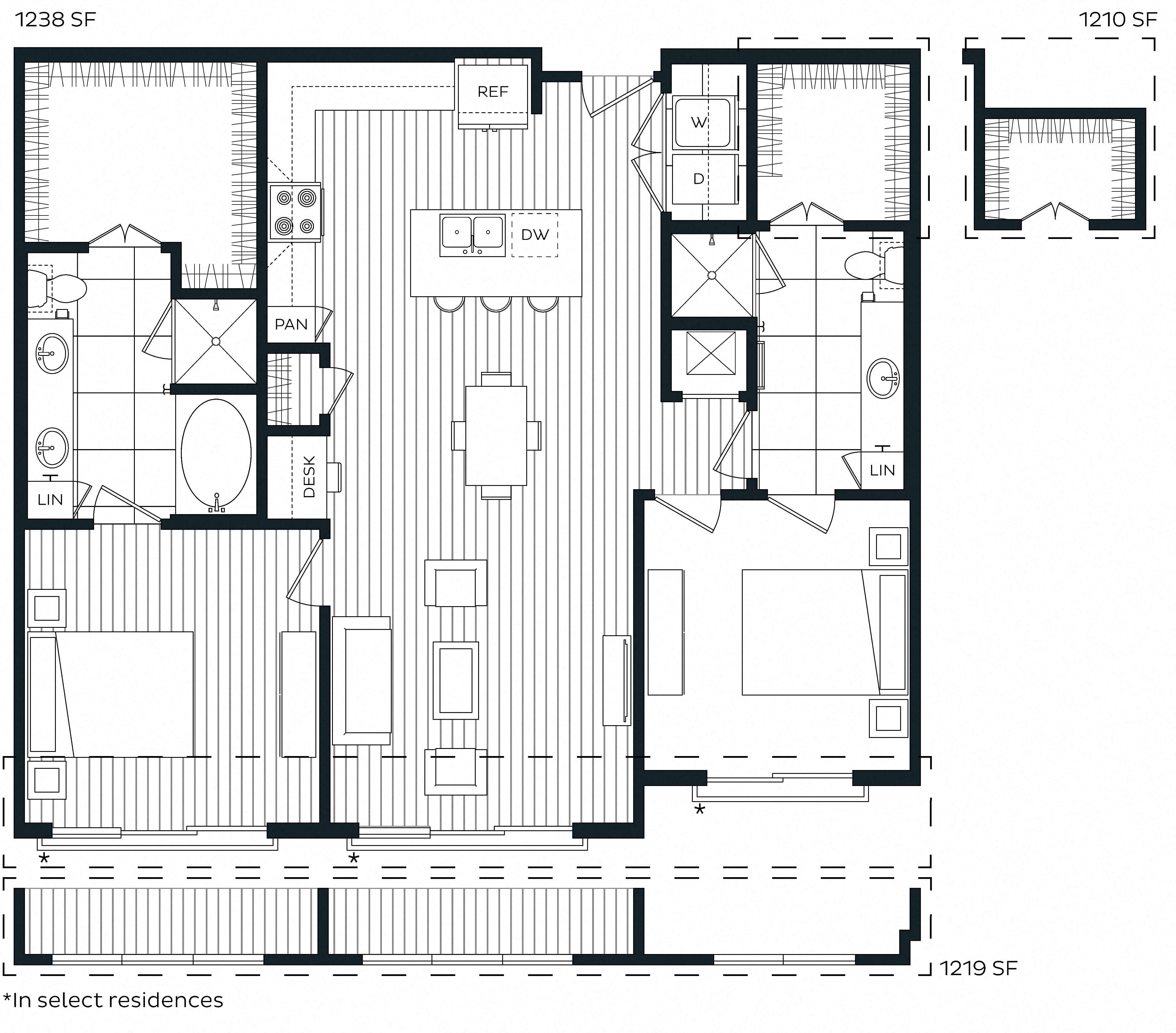 2 Bed/2 Bath-J floor plan