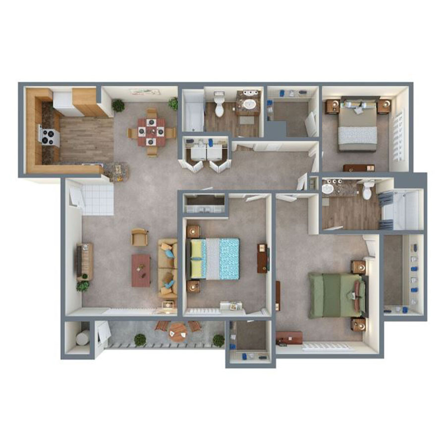 3D apartment layout preview at Esteban Park.