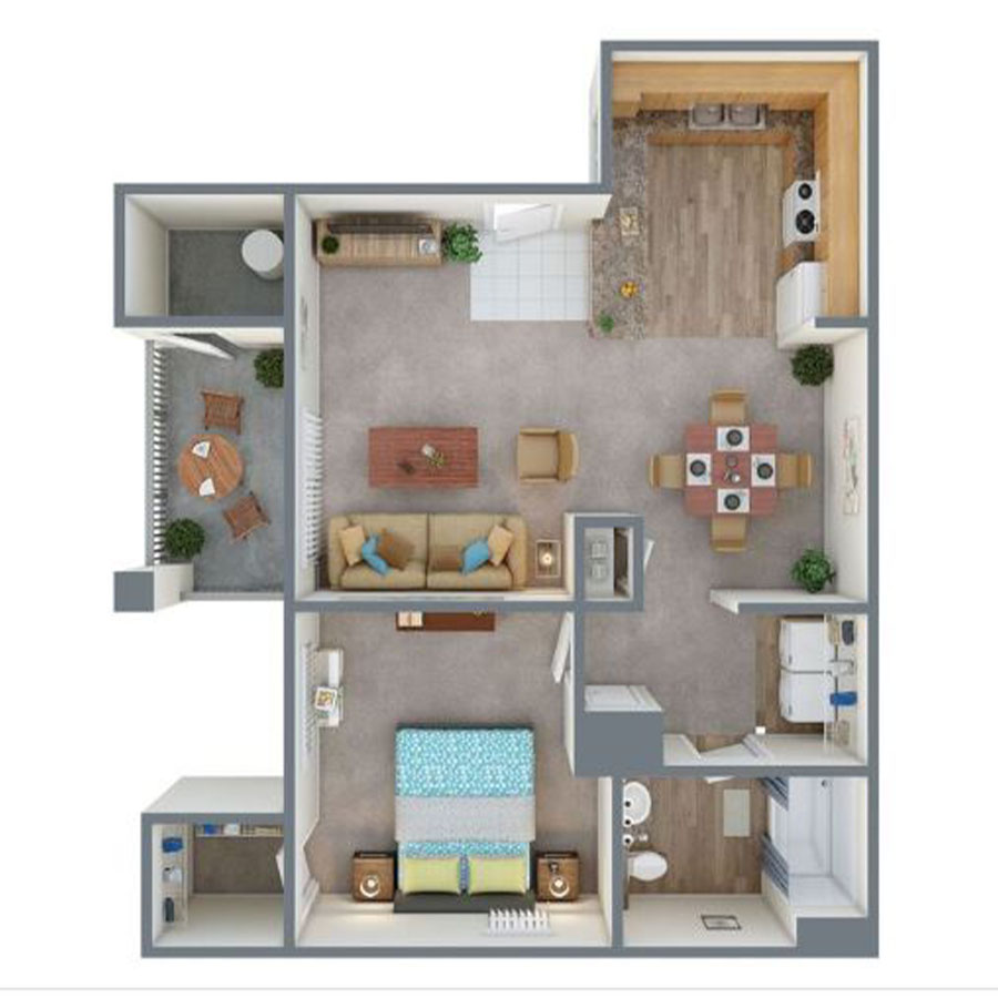 3D apartment layout preview at Esteban Park.