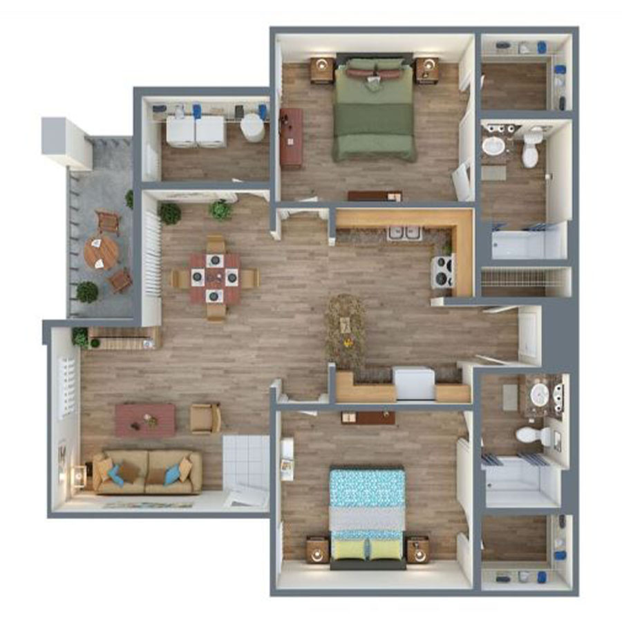 3D apartment layout preview at Esteban Park.