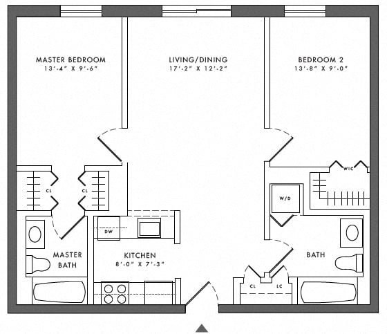 2 Bed/2 Bath floor plan