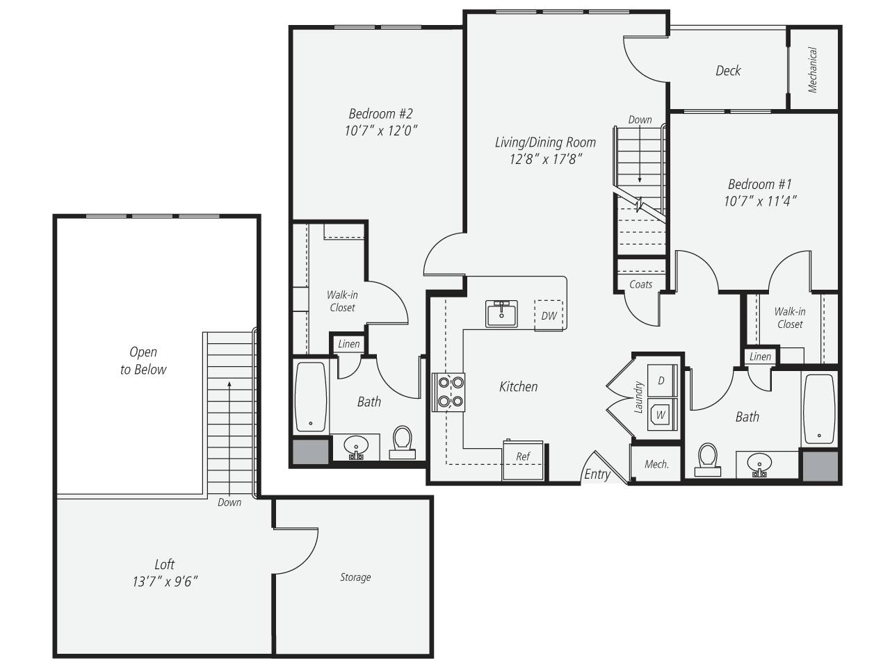 2 Bed/2 Bath Loft-B3L floor plan