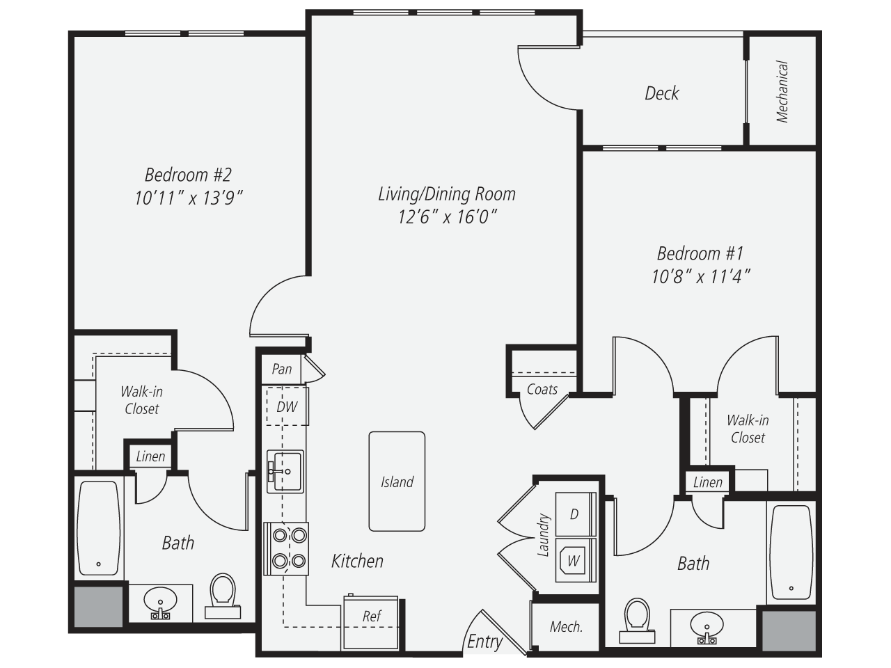 2 Bed/2 Bath-B2 floor plan
