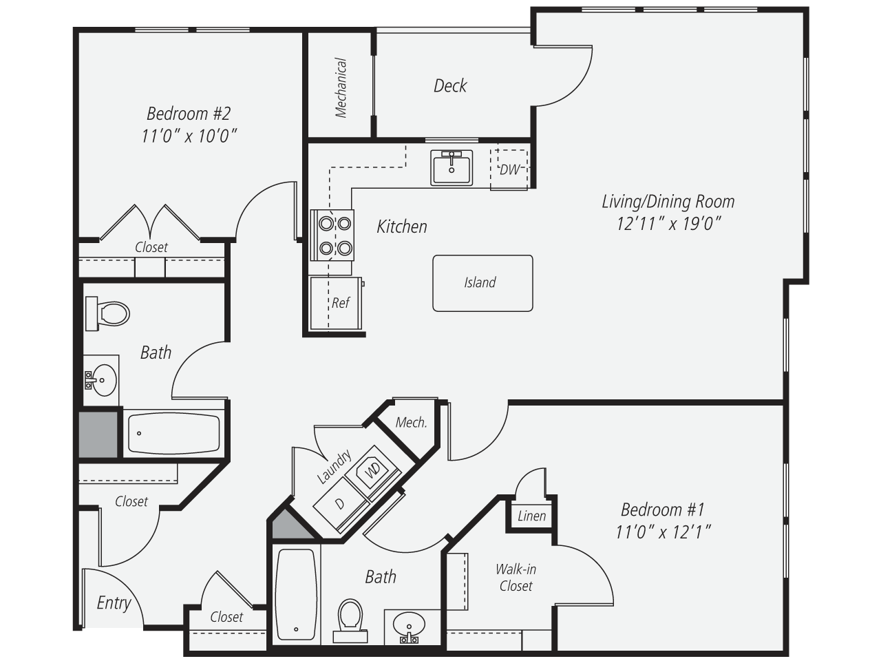 2 Bed/2 Bath-B6 floor plan
