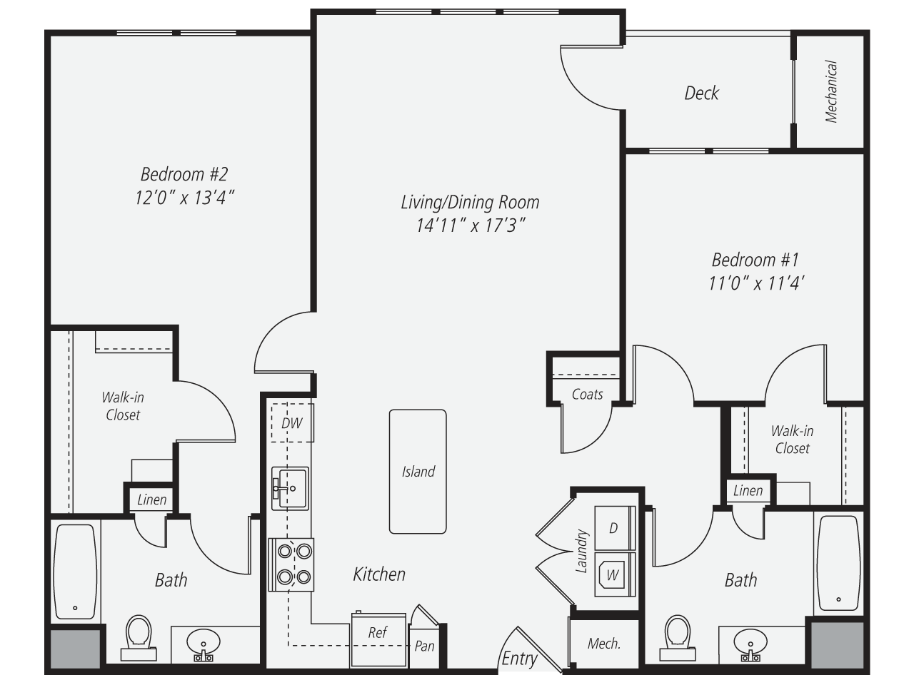 2 Bed/2 Bath-B7 floor plan