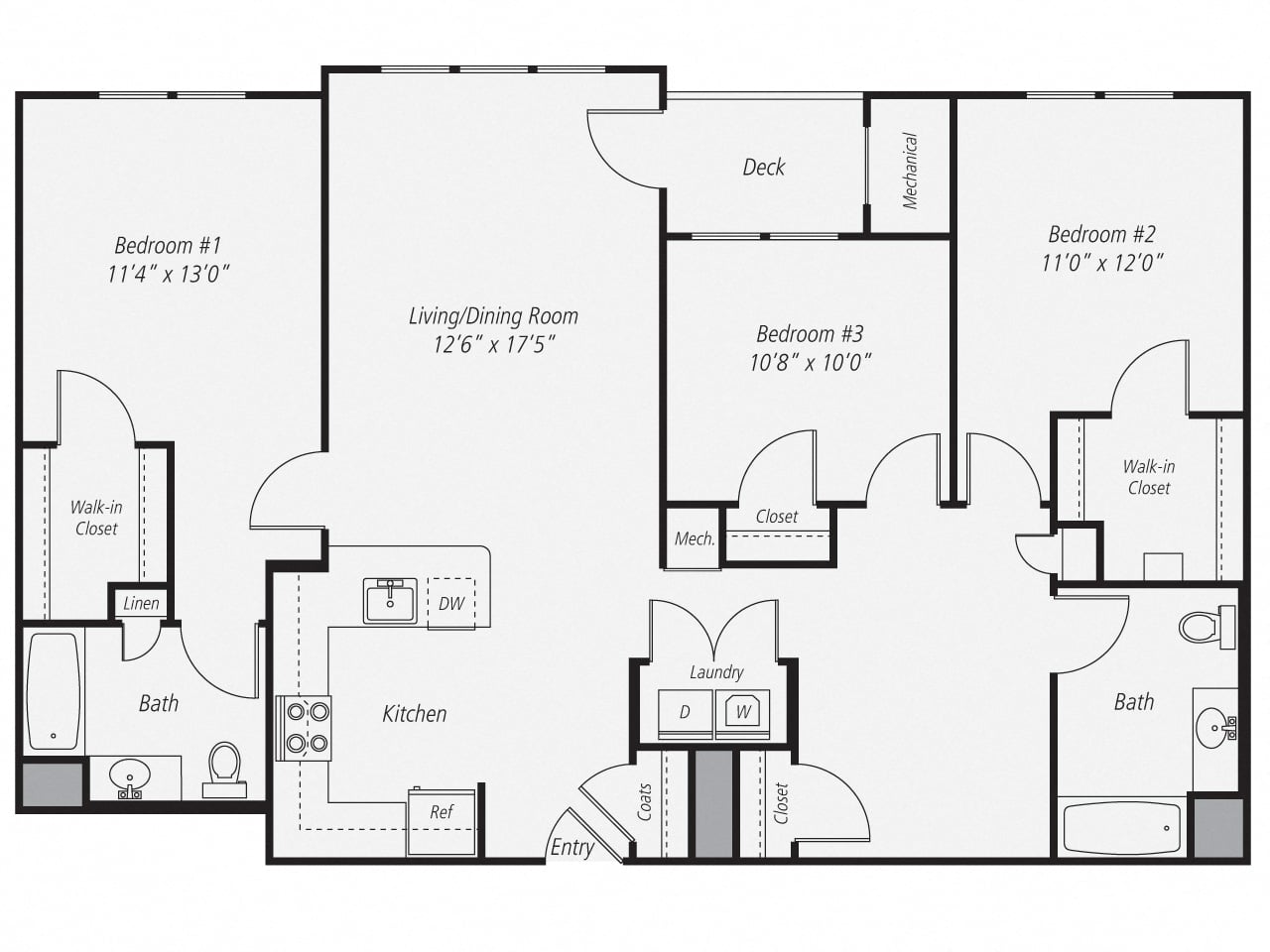 3 Bed/2 Bath-C2 floor plan