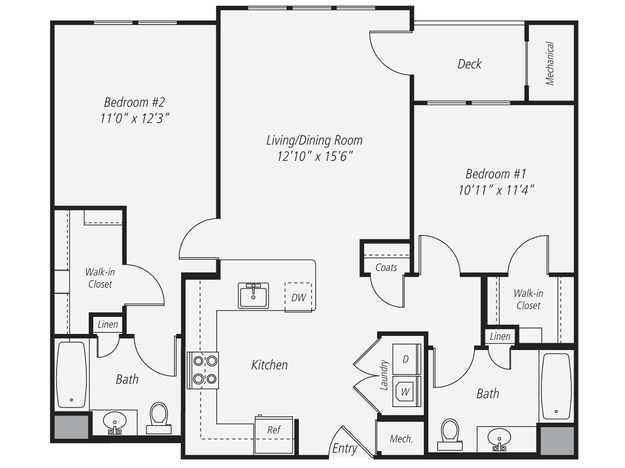 2 Bed/2 Bath-B3 floor plan