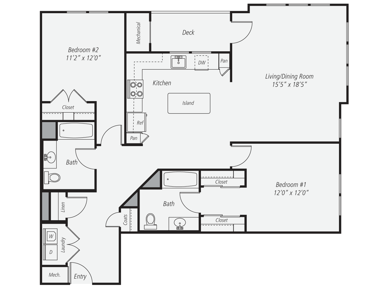 2 Bed/2 Bath-B8 floor plan