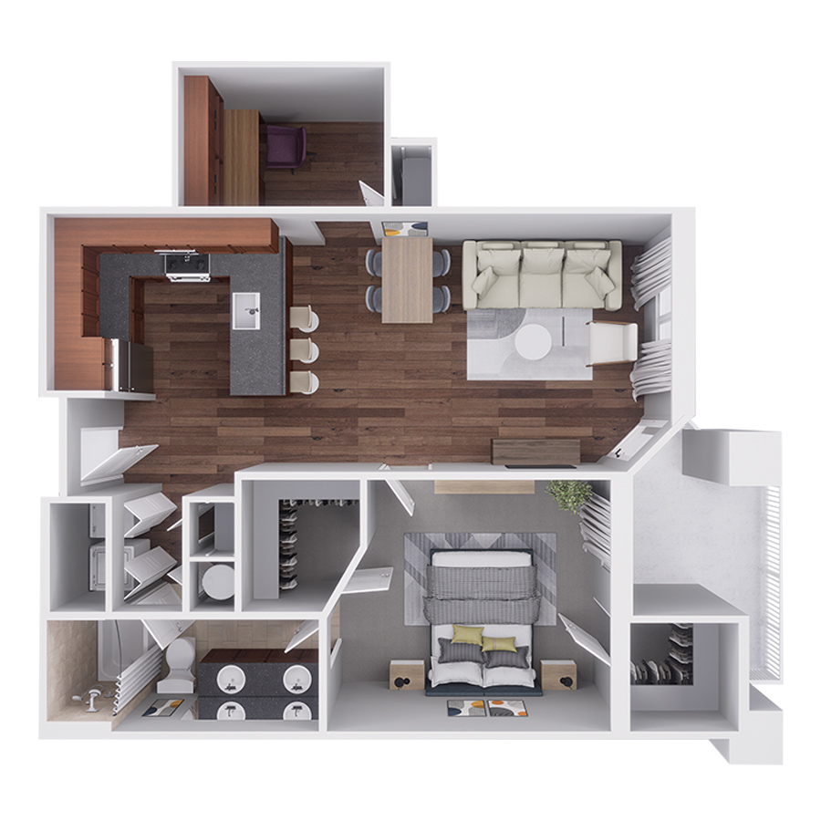 B1 - 1 Bed with Study floor plan