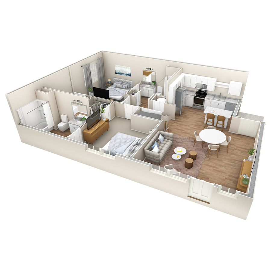 2 BR Vue Courtyard floor plan