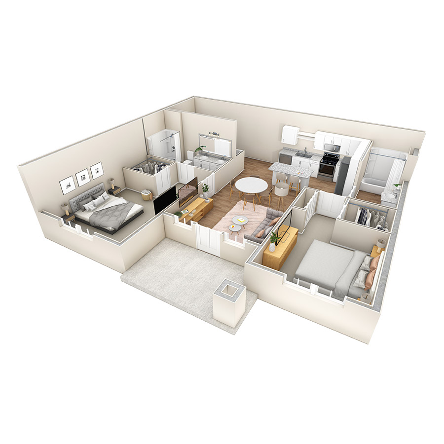 2 BR Haven Courtyard w/ Garage floor plan