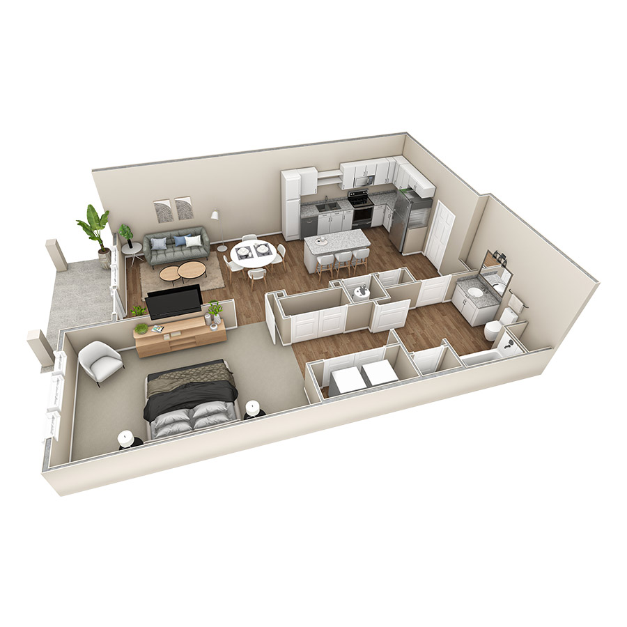 1 BR Premier Courtyard floor plan