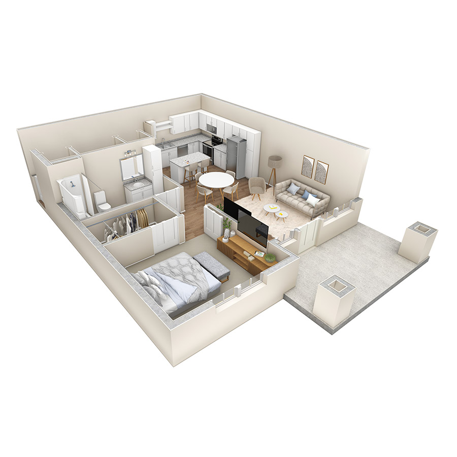1 BR Vue Courtyard floor plan