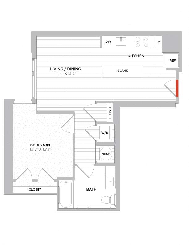 1 Bed/1 Bath-A03-Type A East floor plan