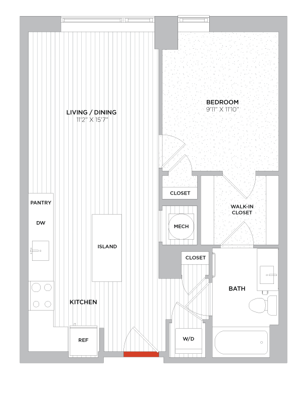 1 Bed/1 Bath-A02 West floor plan