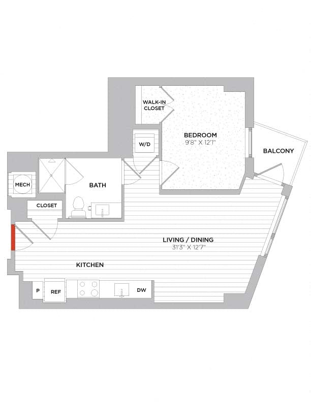 1 Bed/1 Bath-S01 East floor plan