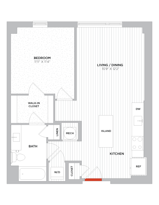 1 Bed/1 Bath-A03a West floor plan