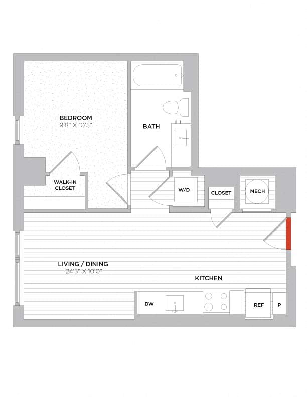 1 Bed/1 Bath-S02 East floor plan
