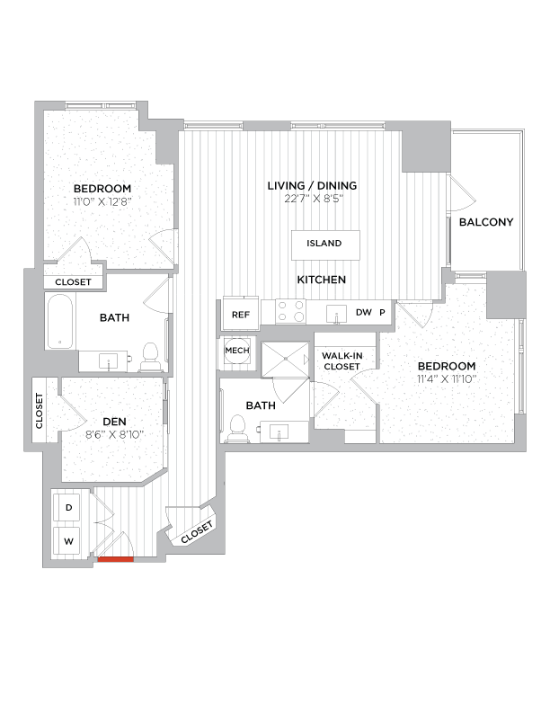 2 Bed/2 Bath Den-C09a West floor plan