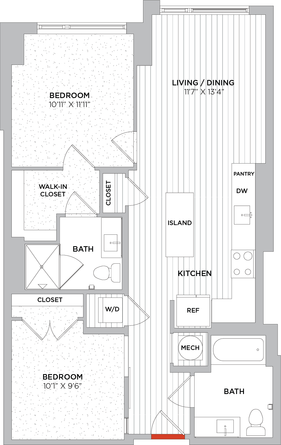 2 Bed/2 Bath-C01 West floor plan