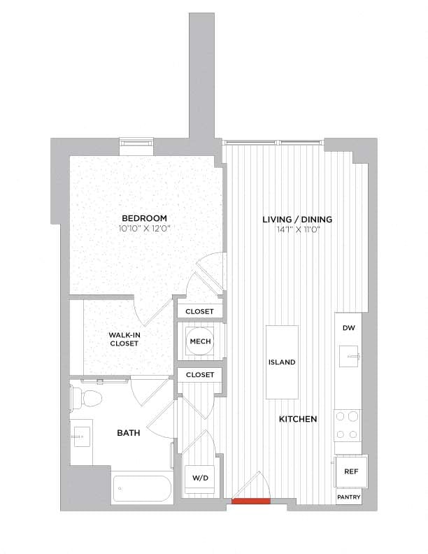 1 Bed/1 Bath-A03 Type A West floor plan