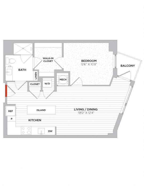 1 Bed/1 Bath-A01 East floor plan