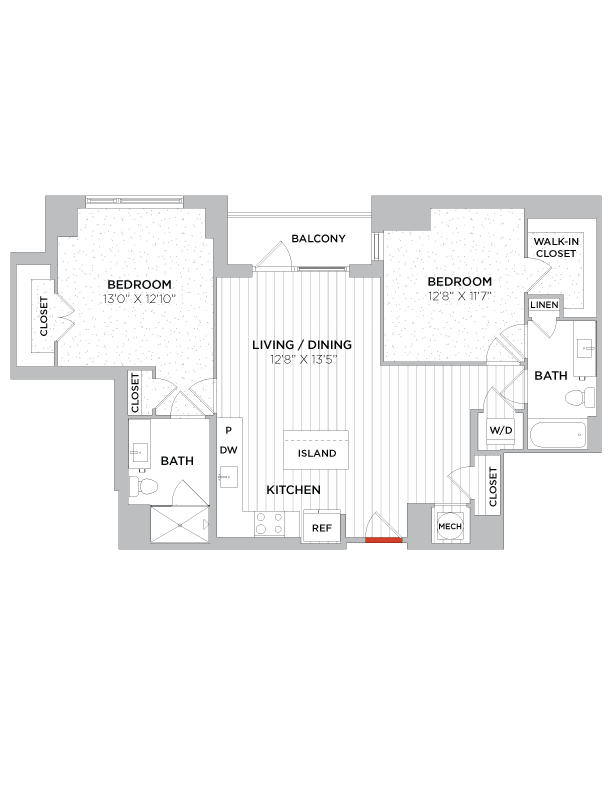 2 Bed/2 Bath-C14 West floor plan