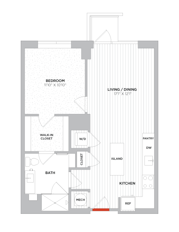 1 Bed/1 Bath-A08 West floor plan