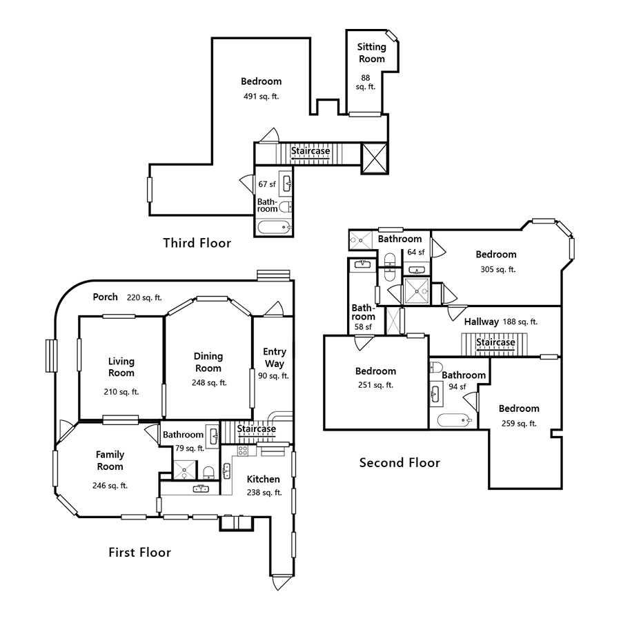 Rendering of the Spencer House floor plan with 4 bedroom[s] and 5 bathroom[s] at Thousand Oaks
