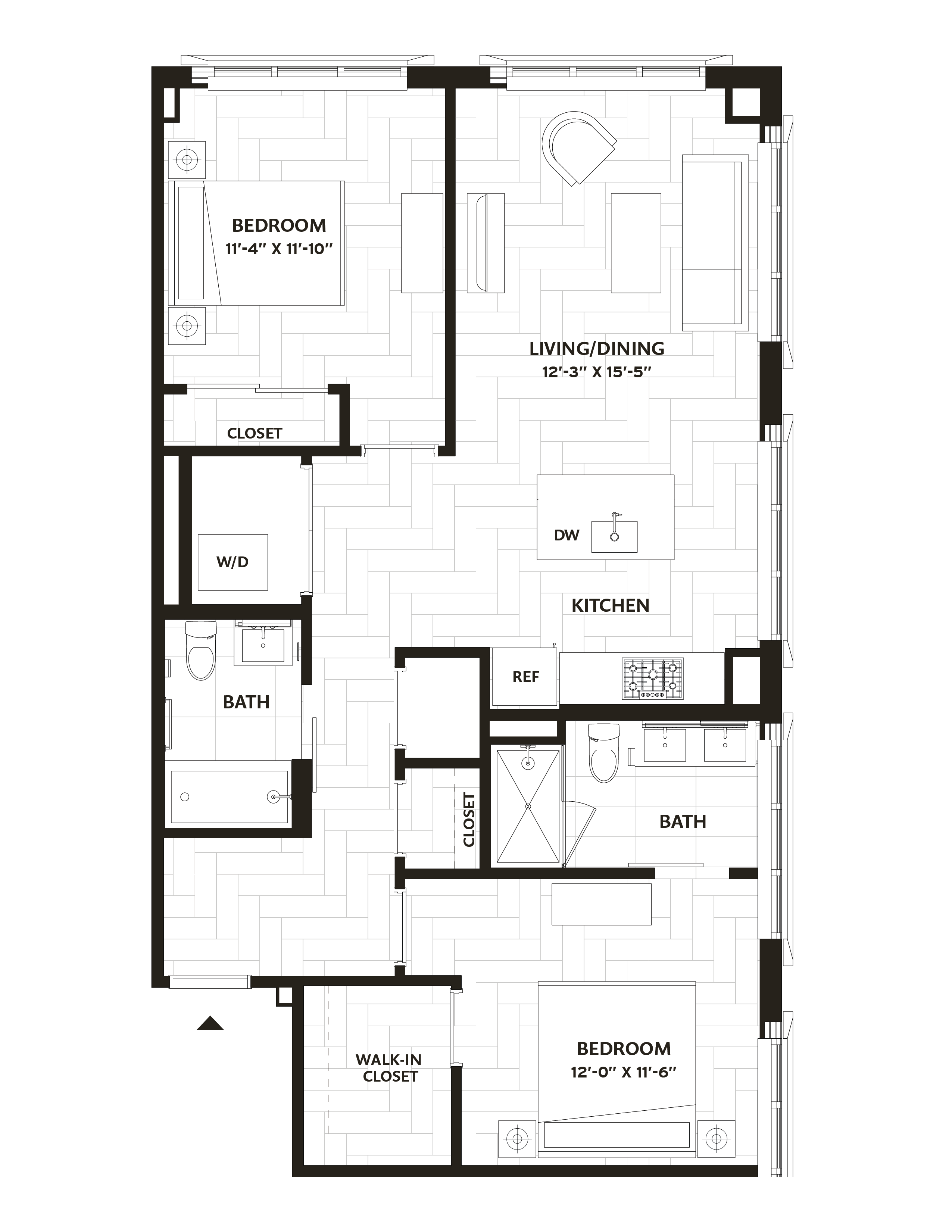 2 Bed/2 Bath-B2 floor plan