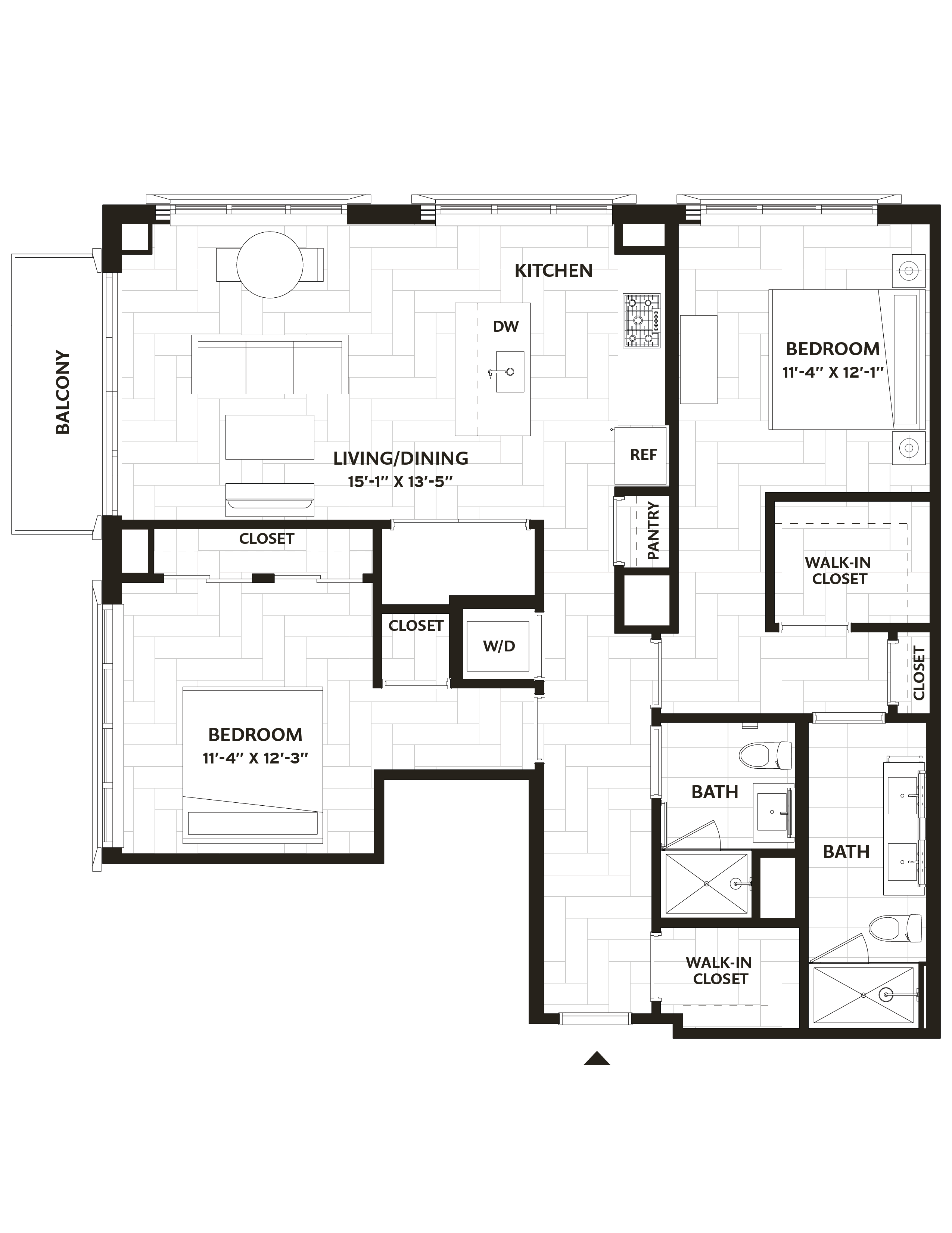 2 Bed/2 Bath-B5 floor plan