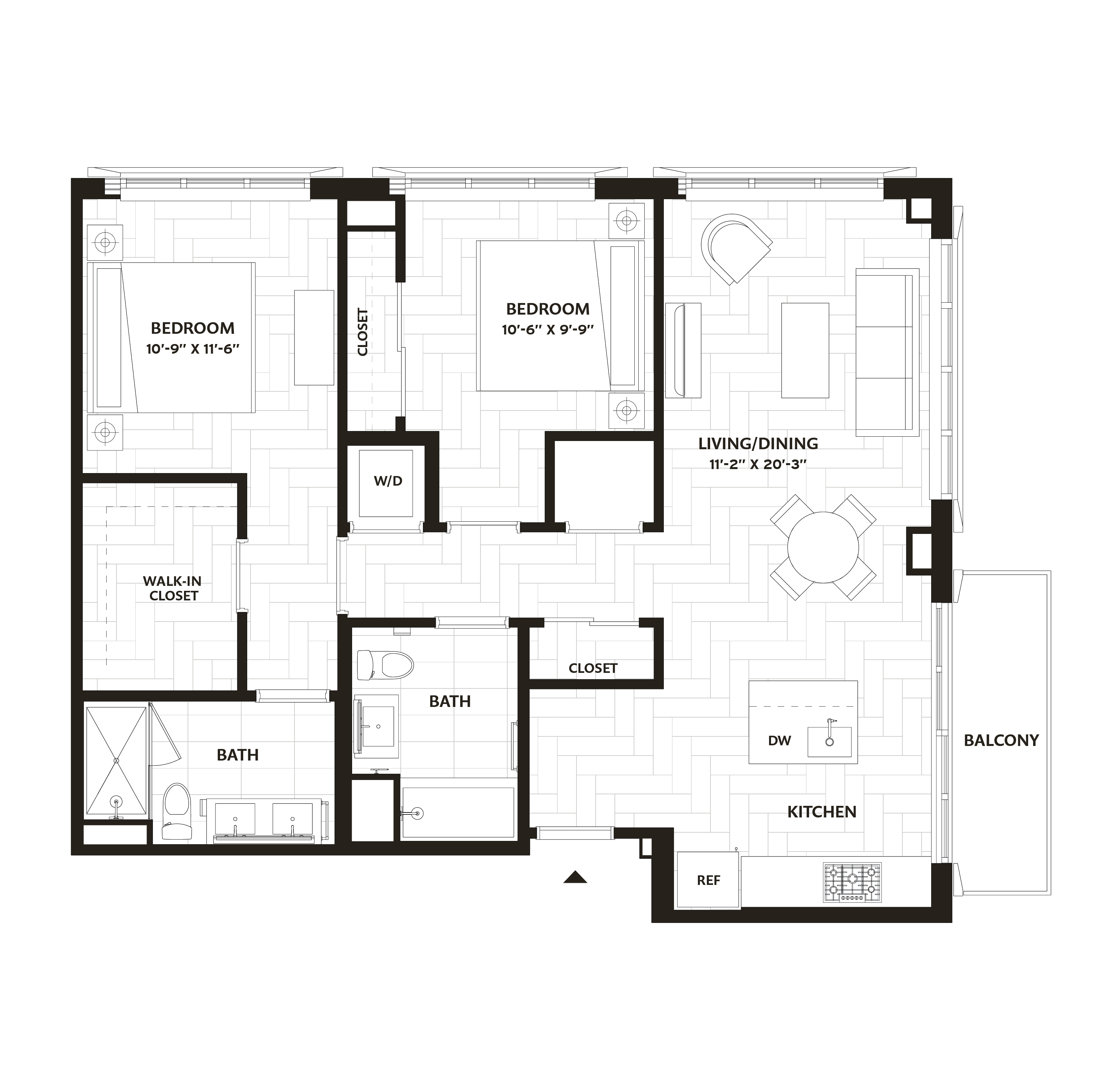 2 Bed/2 Bath-B3 floor plan