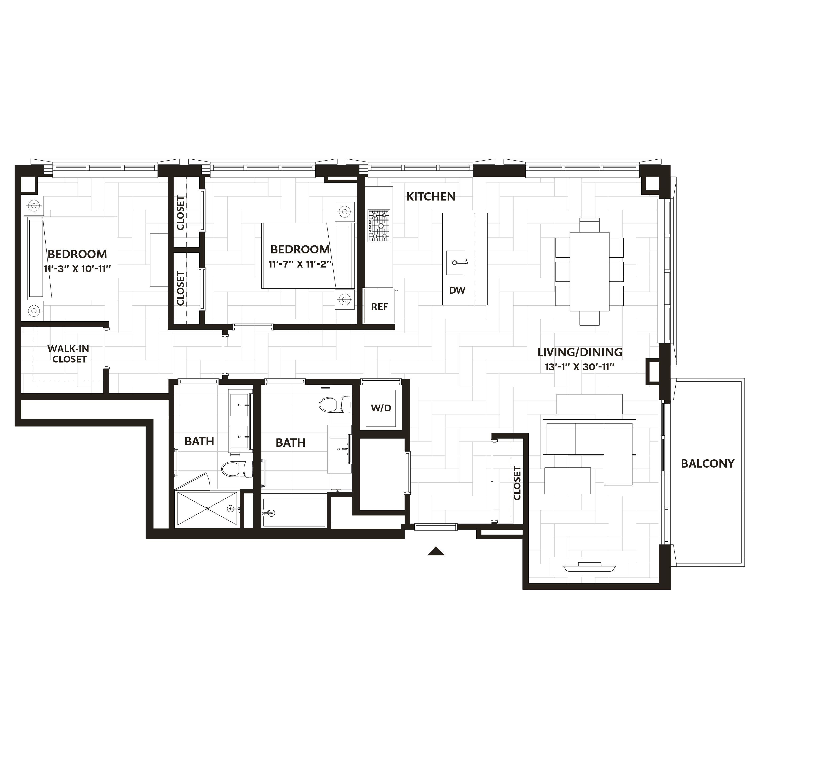 2 Bed/2 Bath-B6 floor plan