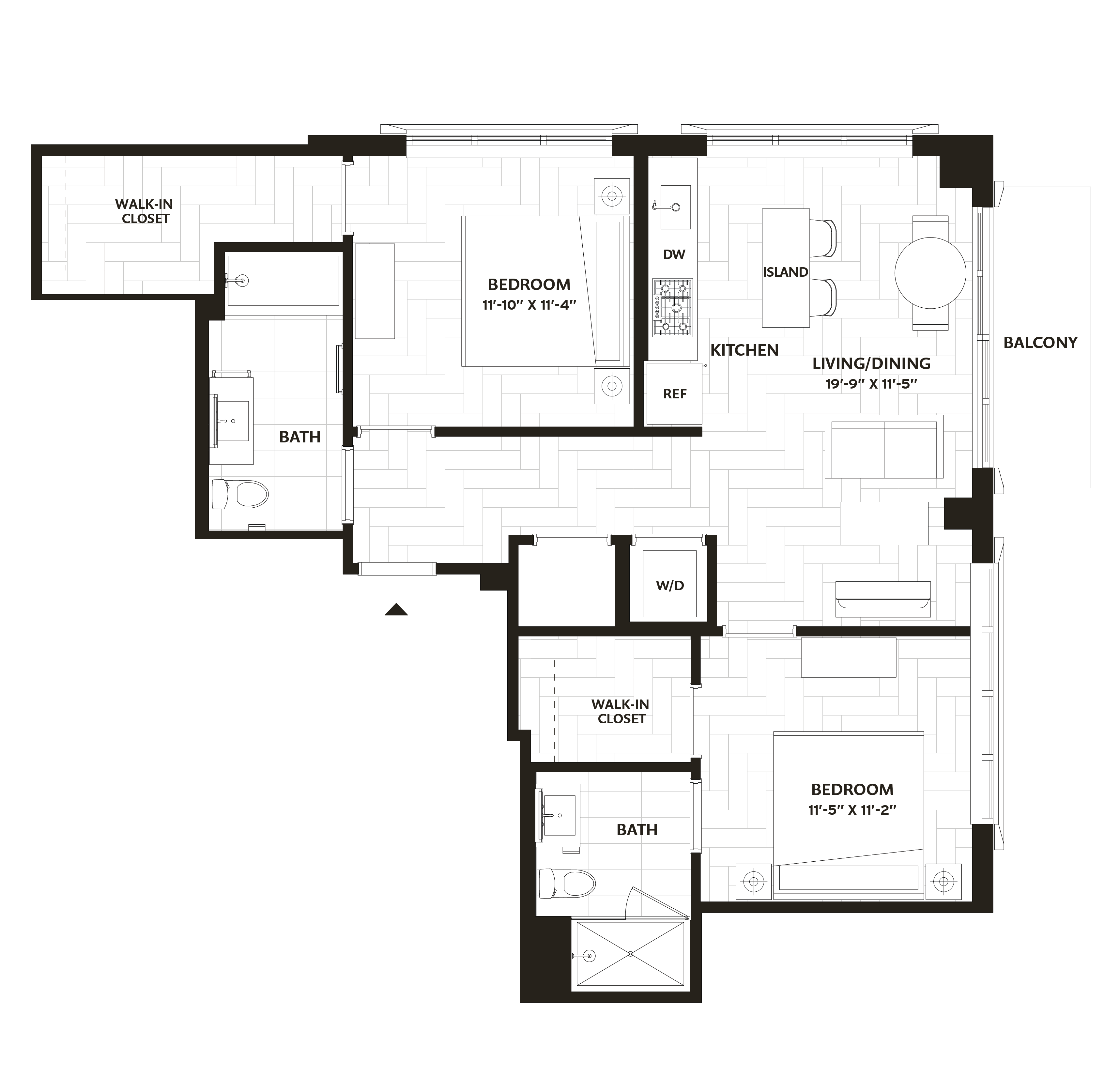 2 Bed/2 Bath-B1 floor plan